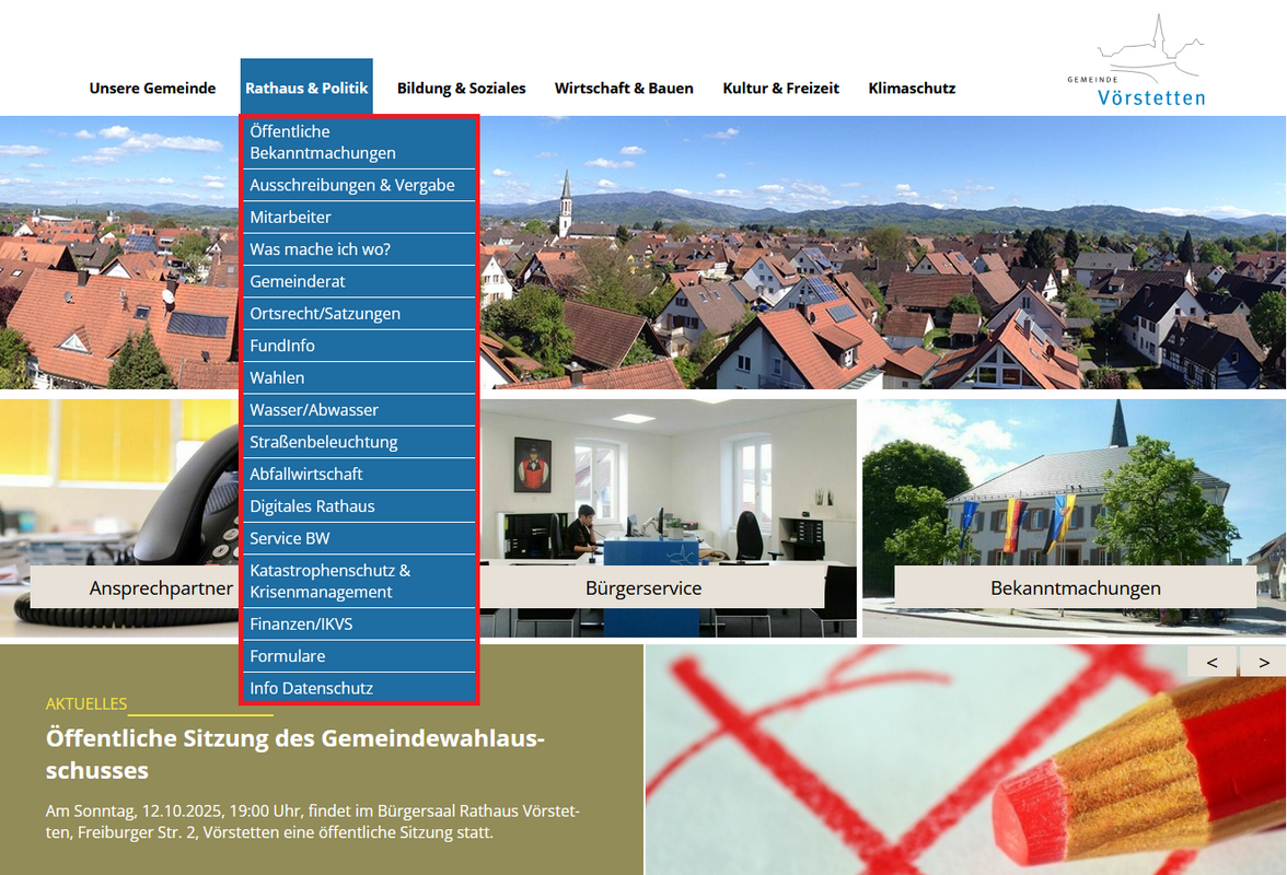 Informationen ber das Rathaus