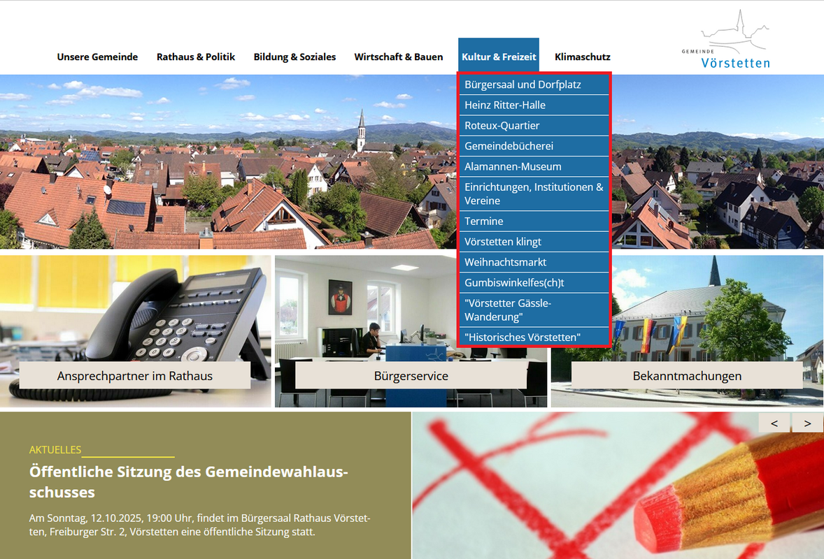 Informationen zu Einrichtungen der Gemeinde